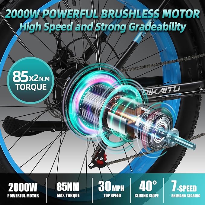 KETELES Q7 2000W Elektrofahrrad 26" Fat Tire Elektro-Mountainbike