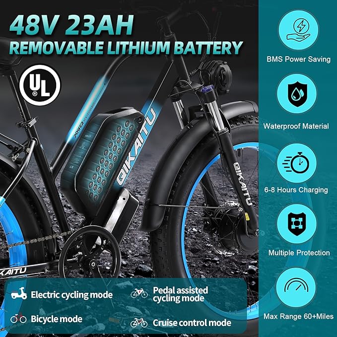 KETELES Q7 2000W Elektrofahrrad 26" Fat Tire Elektro-Mountainbike