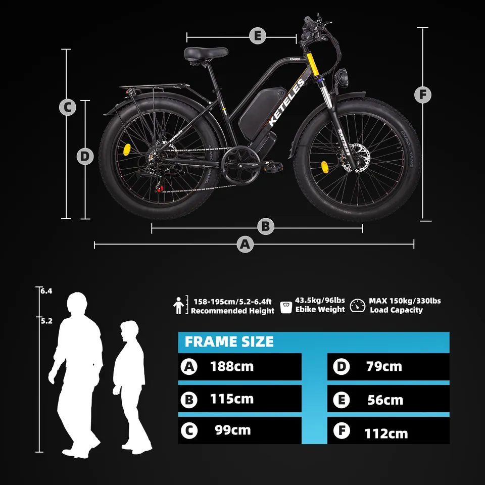 KETELES XF4000 1000W elektromos kerékpár 26" Fat Tire elektromos kerékpár