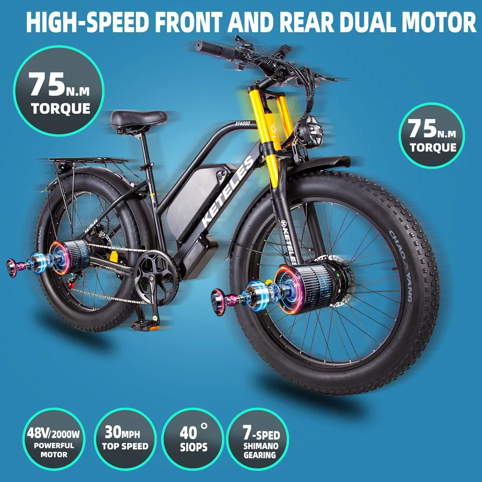 KETELES XF4000 2000W AWD Electric Bike Dual Motor Electric Bicycle