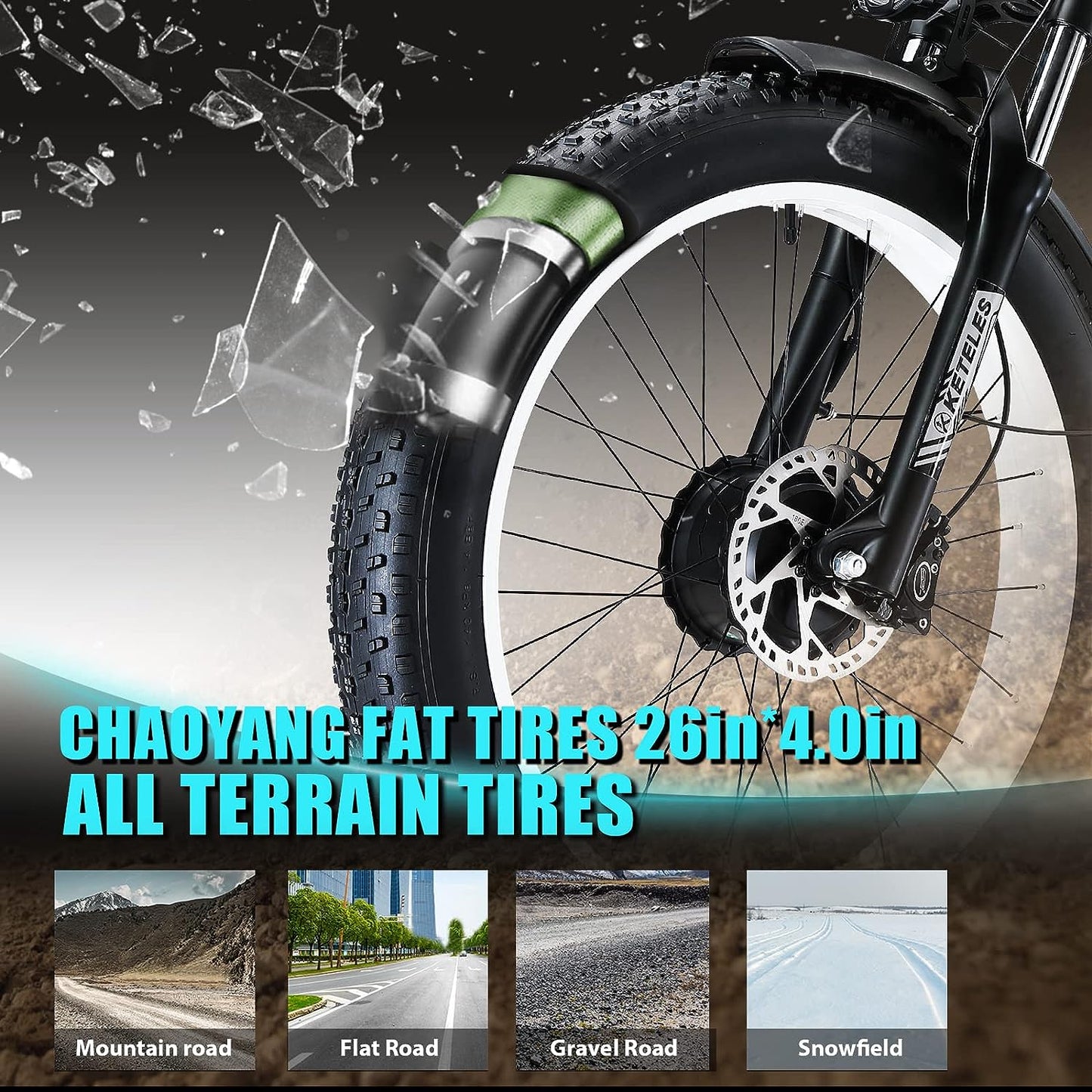 KETELES K800 26'' Fat Tire AWD Elektrofahrrad 2000W Cruise Ebikes