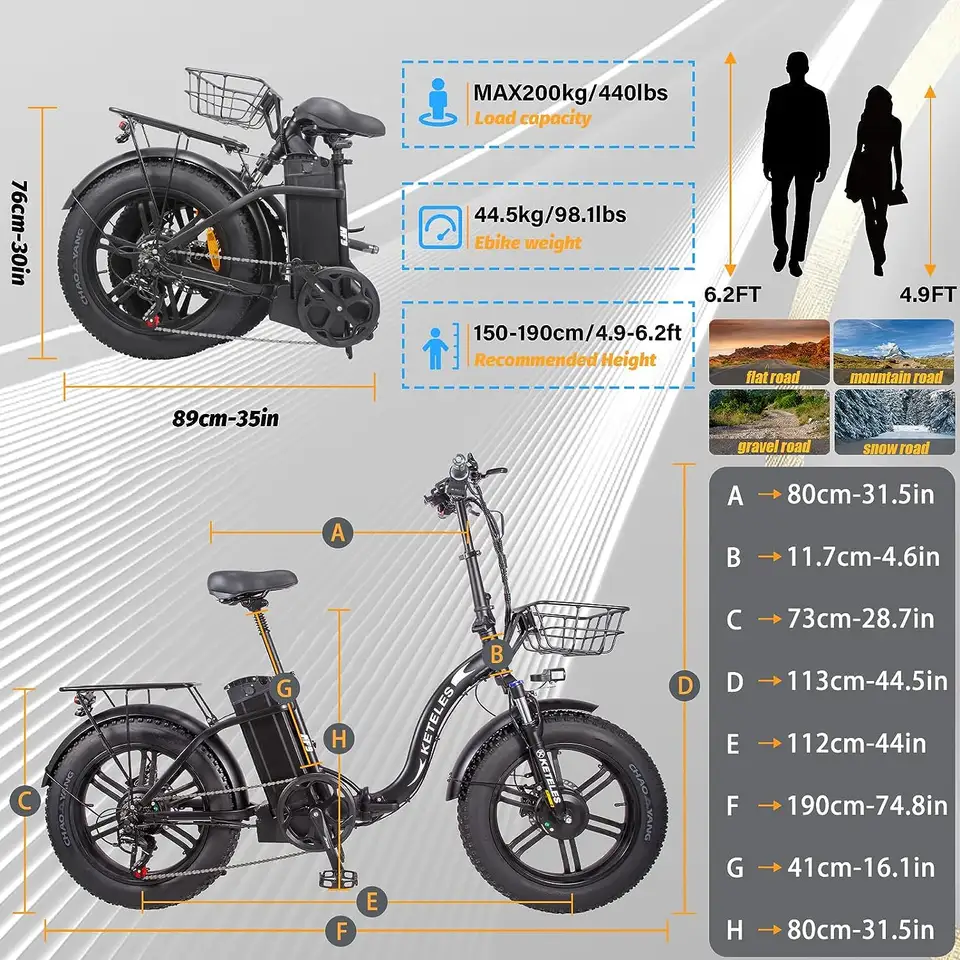 KETELES KF9 2000W kétmotoros összecsukható Ebikes ingázó elektromos kerékpár