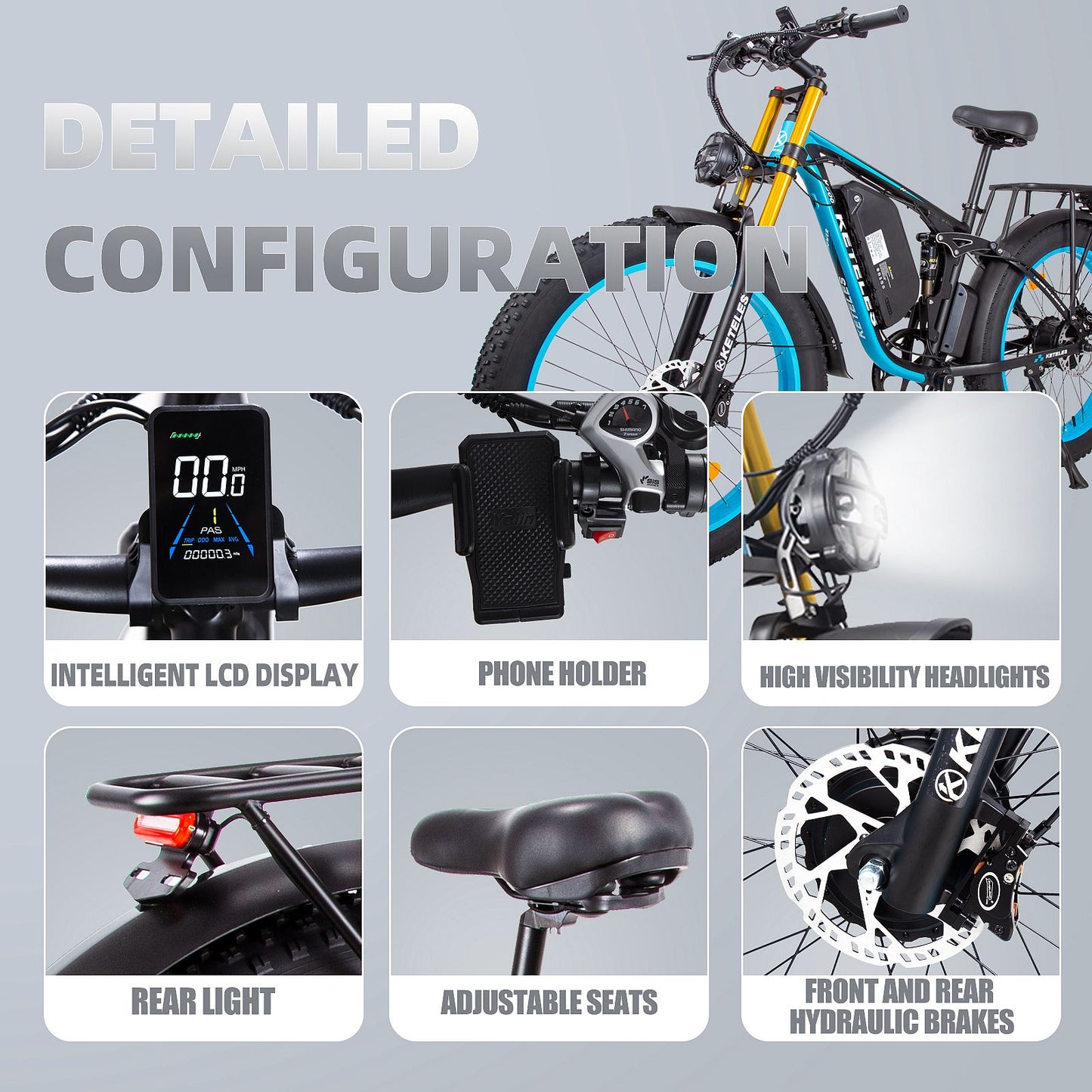 KETELES K800 PRO 26'' Fat Tire AWD Electric Bike 2000W Ebikes