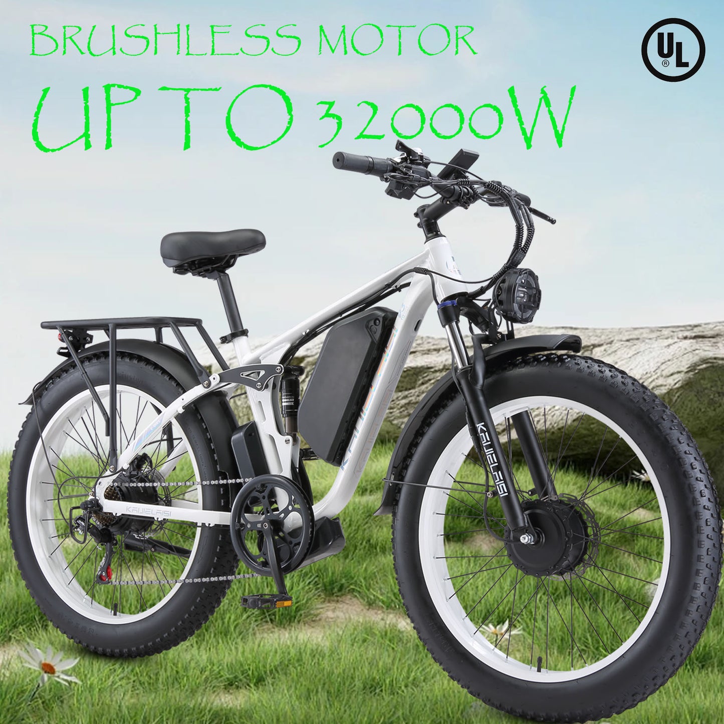 V3PRO Fat Tire Electric Bike Dual Brushless Motor Up to 3200W 1352WH Battery Ebike