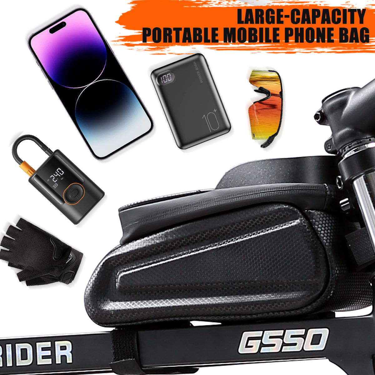 G550 electric fat tire bike for adults with large-capacity portable phone bag