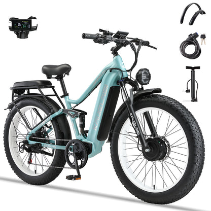 K801 blue full suspension electric mountain bike