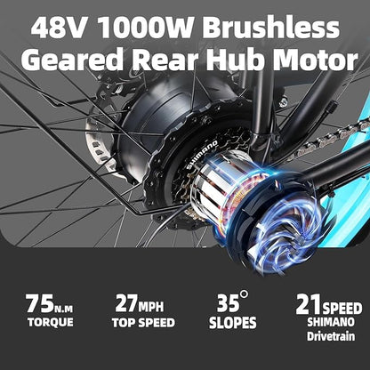 K800 1000W  Fat Tire Electric Bike