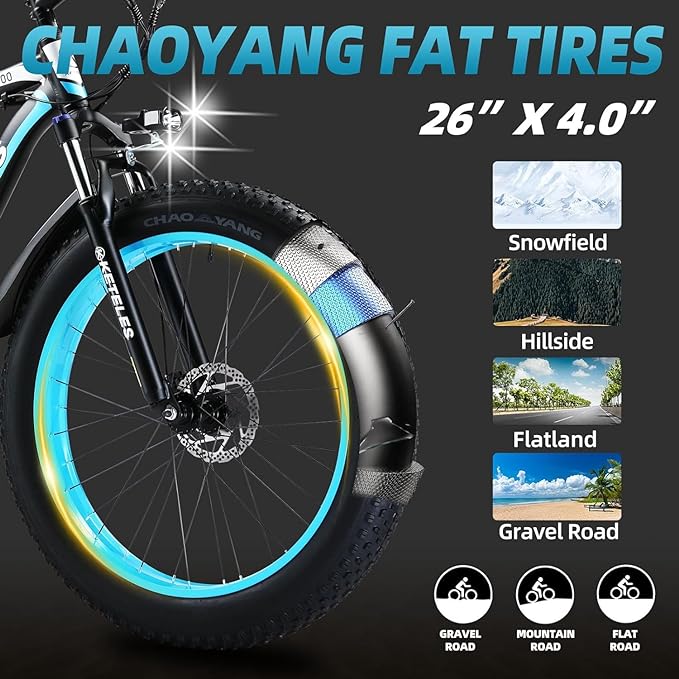 KETELES K800 1000 W elektromos kerékpár 26" x 4,0 Fat Tire Cruise elektromos kerékpár