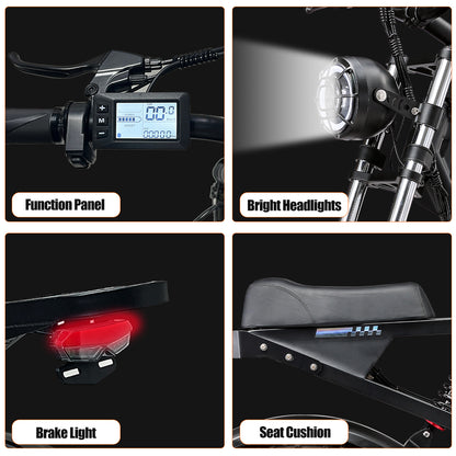 G550 electric fat tire mountain bike display lights and seat