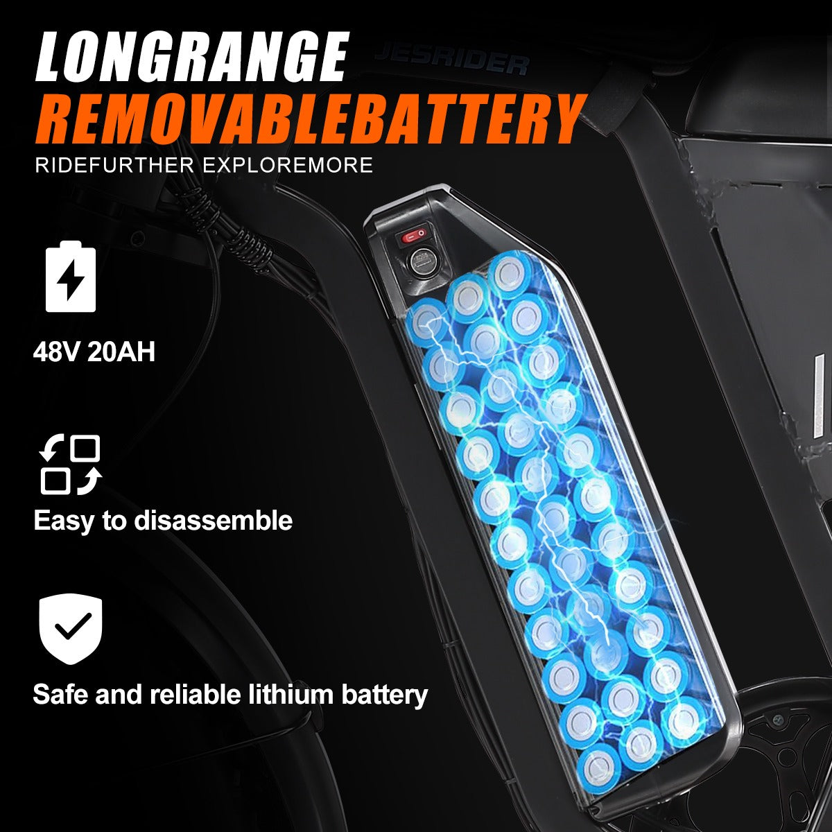 G650 electric bike 40v20ah long-range battery