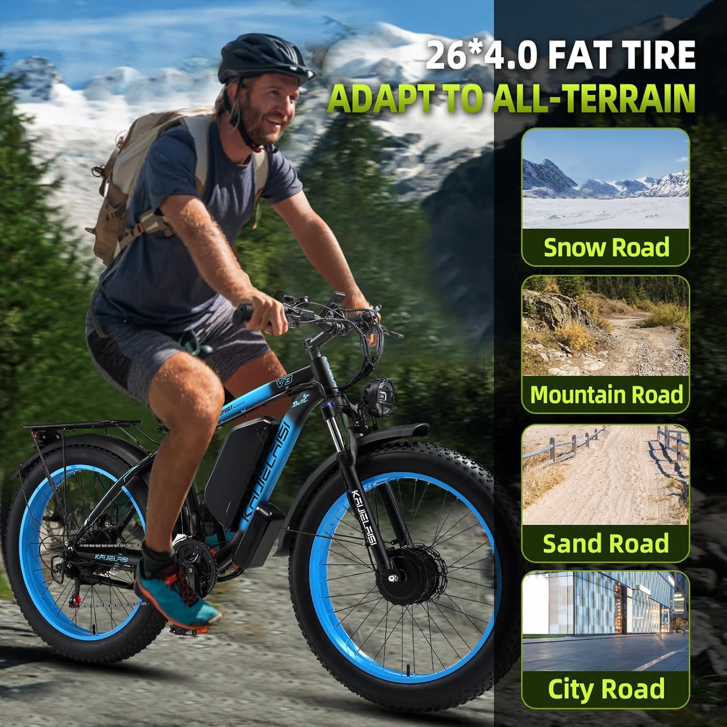 KETELES V3 2000W Elektrofahrrad 26" x 4.0 Fat Tire Elektro-Mountainbike