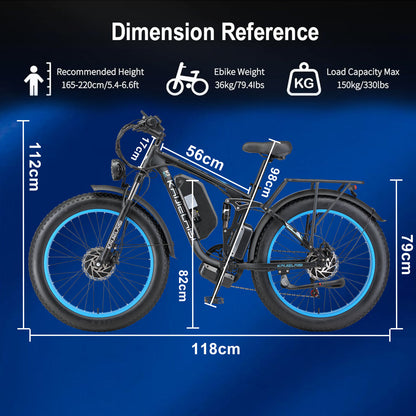 V3PRO Fat Tire Electric Bike size