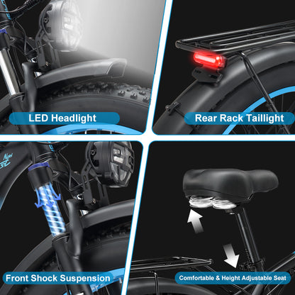 KETELES K800 4000W 52V32AH Dual Motor Fat Tire Mountain E-Bike