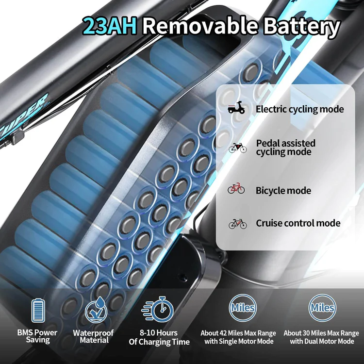 K800 ebike Long Range Battery