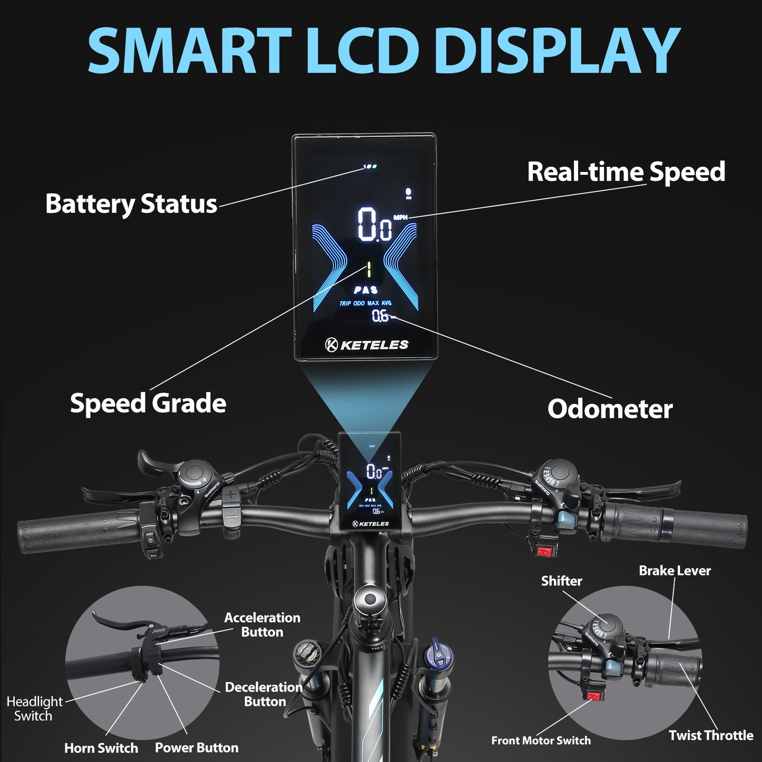 V3 Fat Tire Electric Bikes LCD