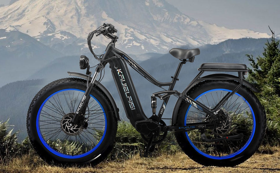 KAIJIELAISI K801 Electric Bike 45MPH 60V/2100WH 26" Full Suspension 6000W Peak Dual Motor E-Mountain Bicycle US