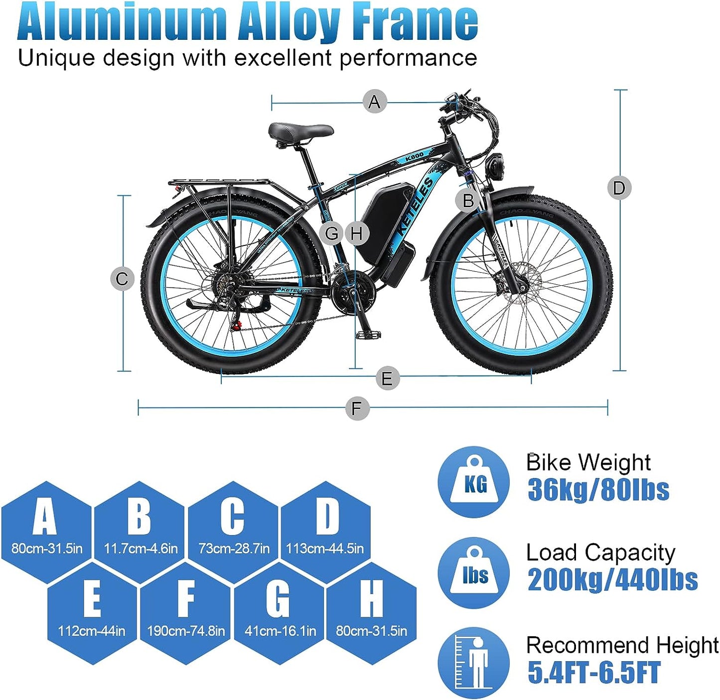 KETELES K800 1000W Elektrofahrrad 26" x 4.0 Fat Tire Cruise Elektrofahrrad