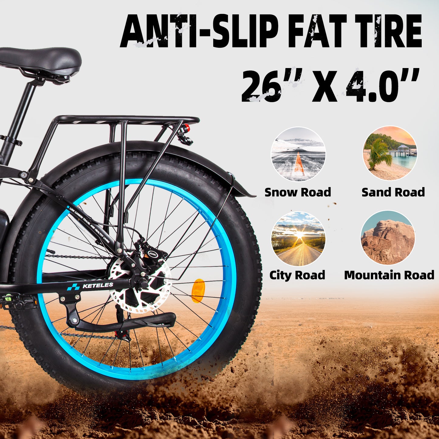 KETELES K800 PRO 26'' Fat Tire AWD Electric Bike 2000W Ebikes